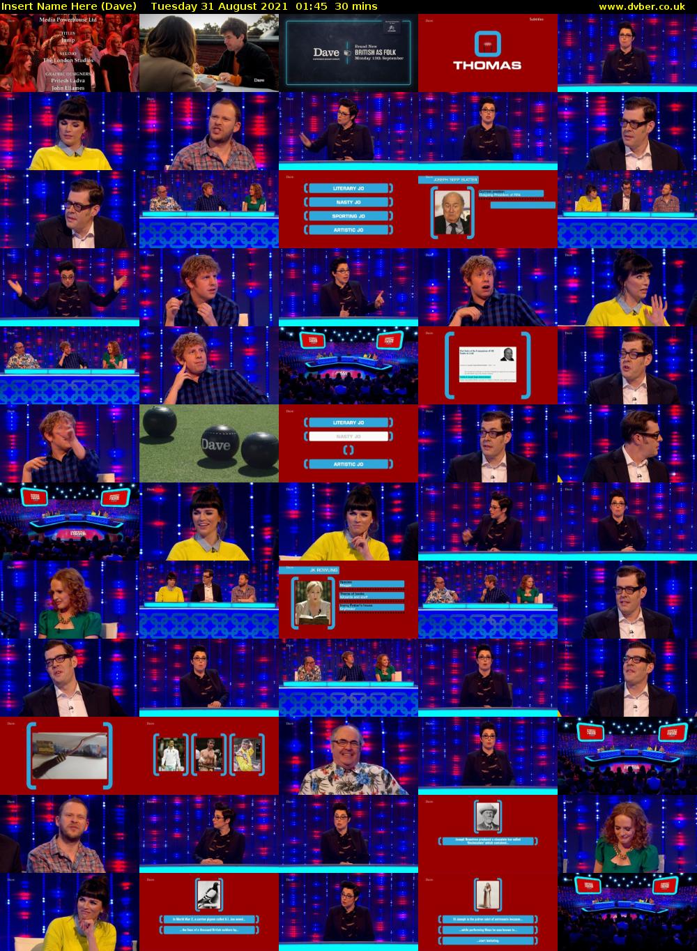 Insert Name Here (Dave) Tuesday 31 August 2021 02:45 - 03:15