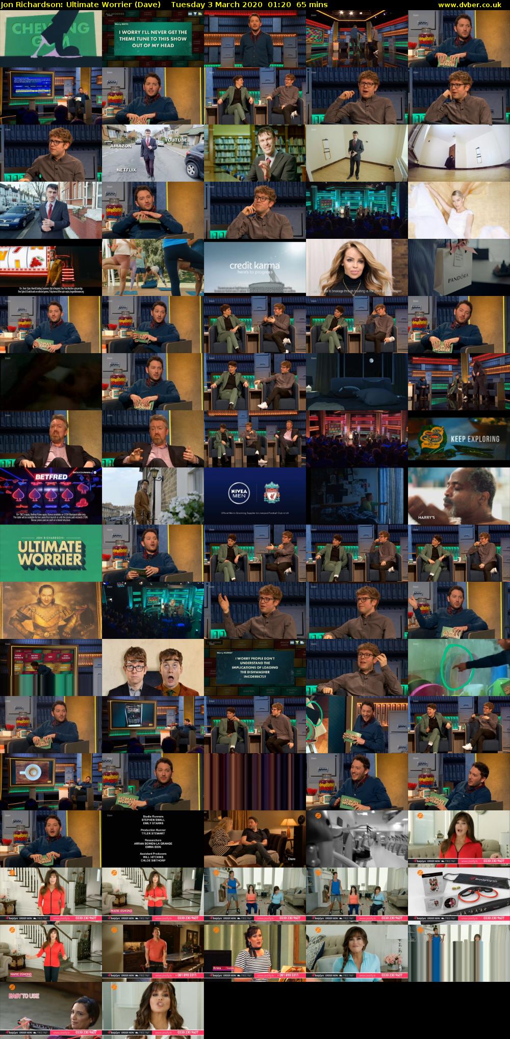 Jon Richardson: Ultimate Worrier (Dave) Tuesday 3 March 2020 01:20 - 02:25