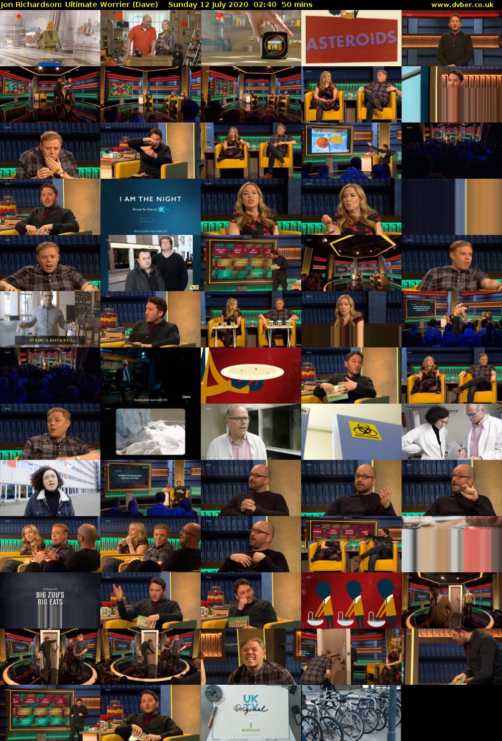 Jon Richardson: Ultimate Worrier (Dave) Sunday 12 July 2020 02:40 - 03:30