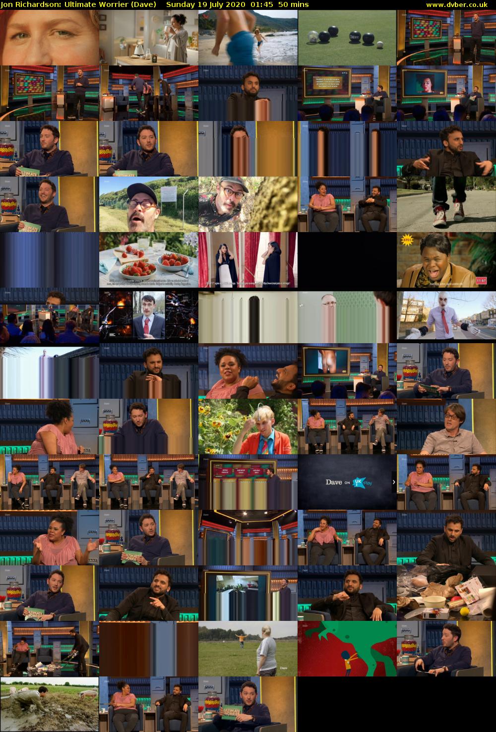 Jon Richardson: Ultimate Worrier (Dave) Sunday 19 July 2020 01:45 - 02:35