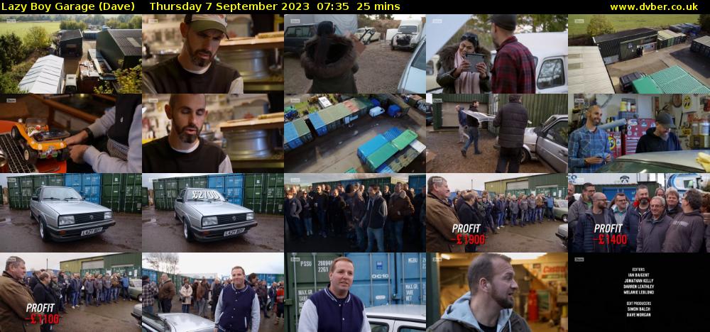 Lazy Boy Garage (Dave) Thursday 7 September 2023 07:35 - 08:00