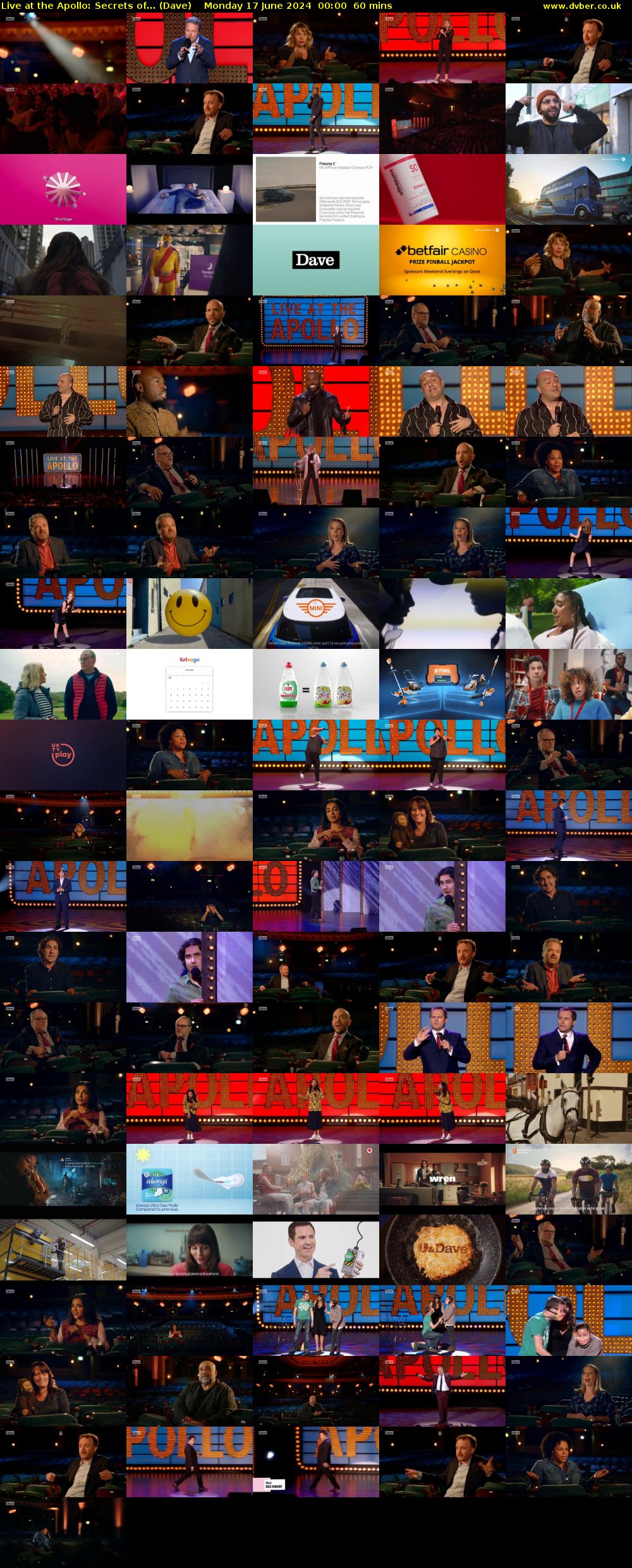 Live at the Apollo: Secrets of... (Dave) Monday 17 June 2024 00:00 - 01:00