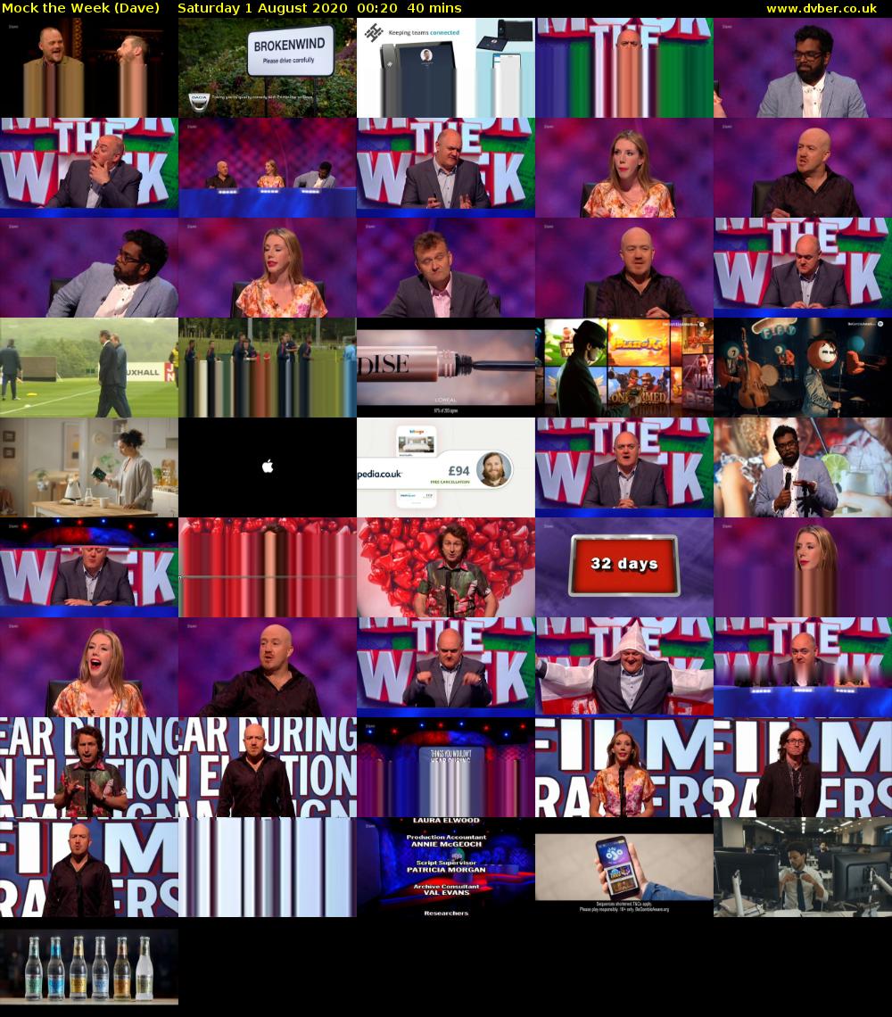 Mock the Week (Dave) Saturday 1 August 2020 00:20 - 01:00