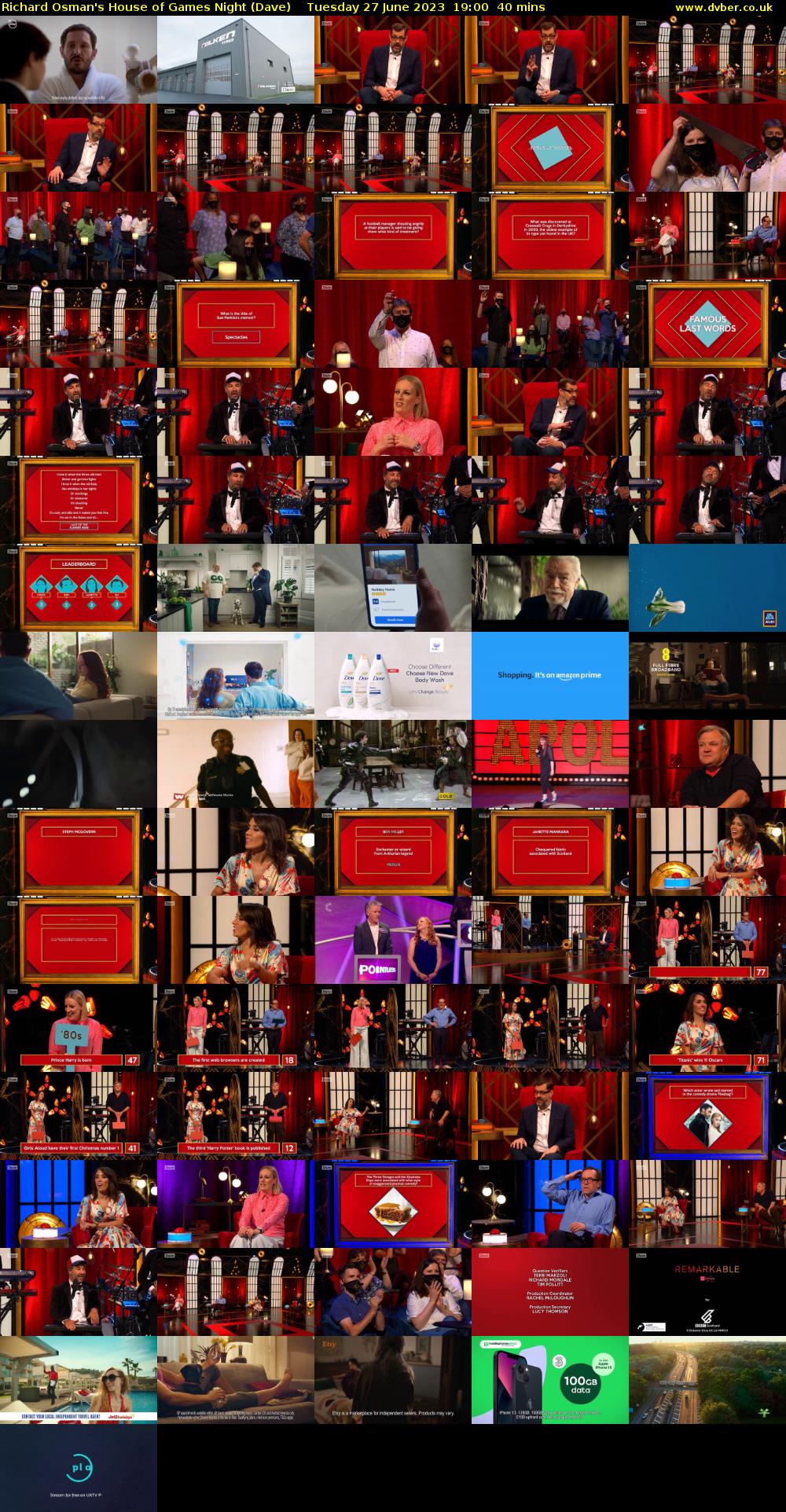 Richard Osman's House of Games Night (Dave) Tuesday 27 June 2023 19:00 - 19:40