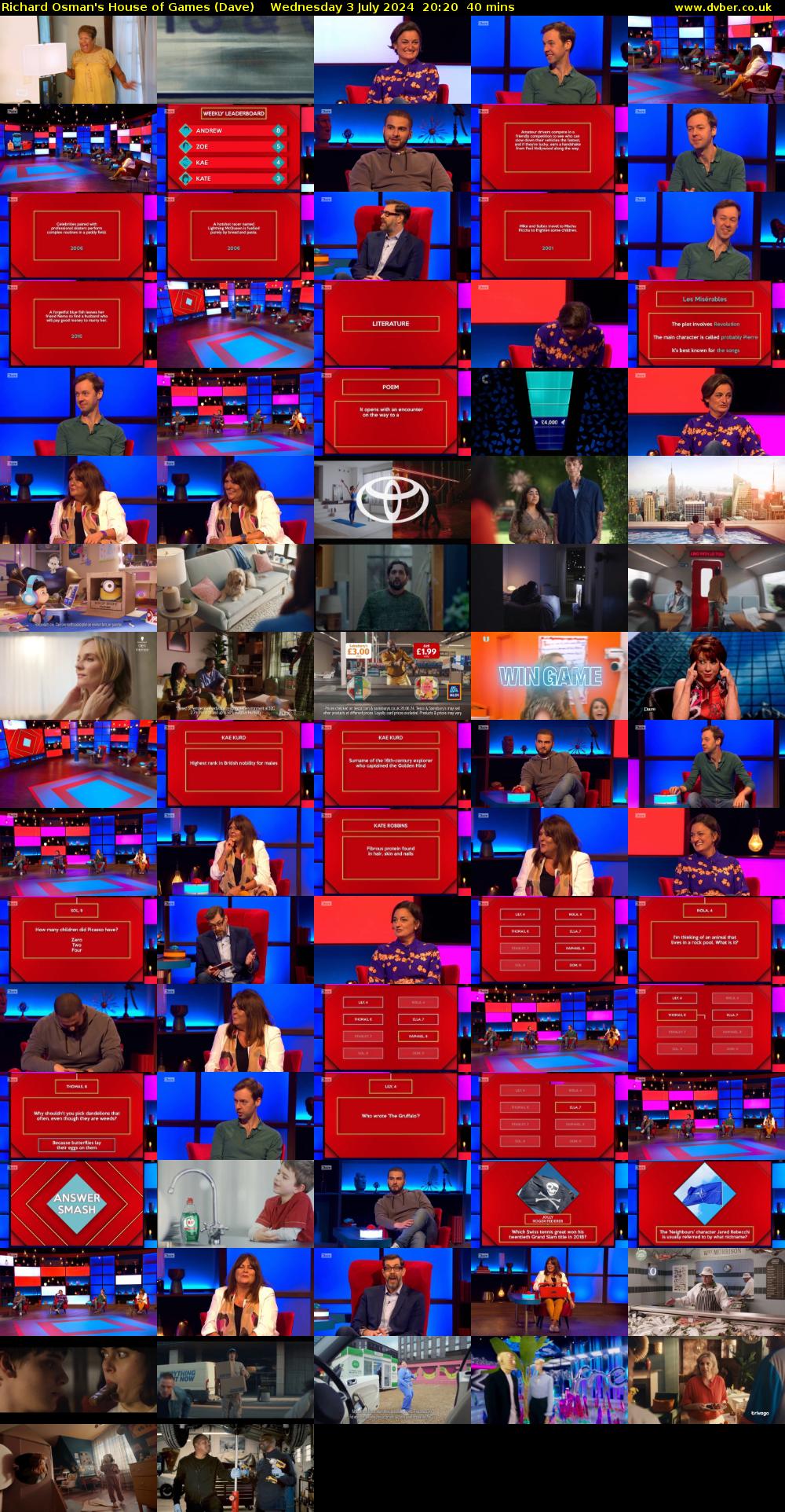 Richard Osman's House of Games (Dave) Wednesday 3 July 2024 20:20 - 21:00