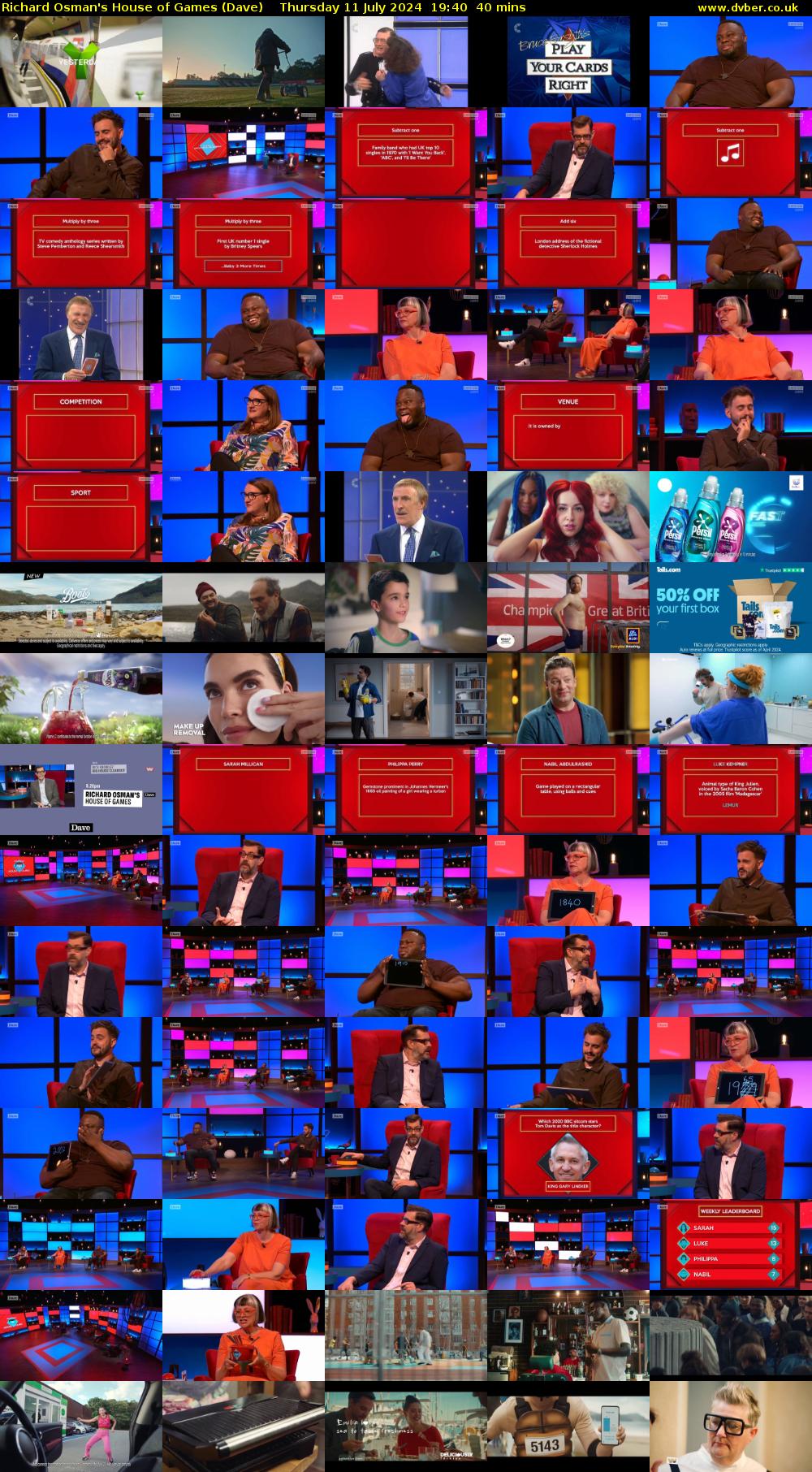 Richard Osman's House of Games (Dave) Thursday 11 July 2024 19:40 - 20:20