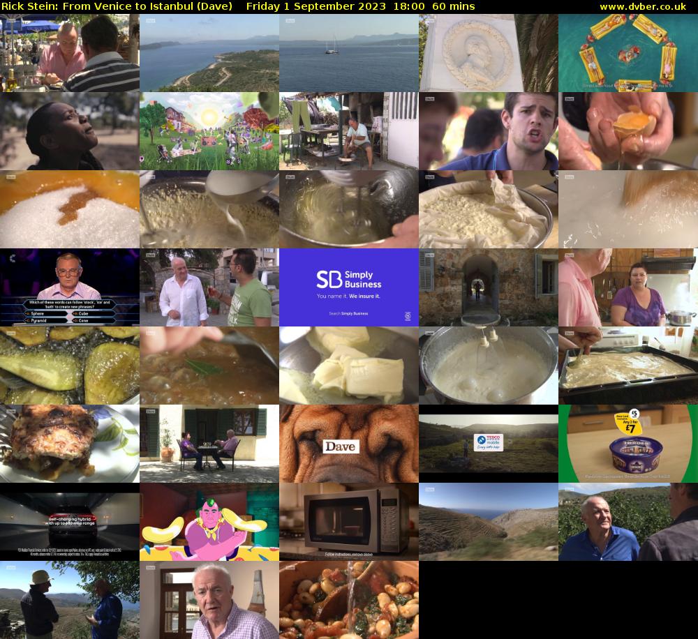 Rick Stein: From Venice to Istanbul (Dave) Friday 1 September 2023 18:00 - 19:00