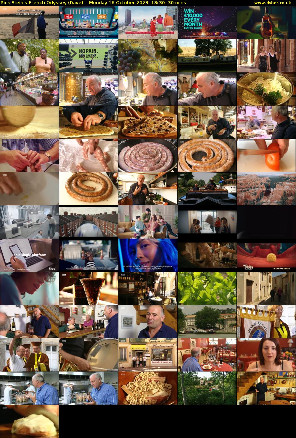 Rick Stein's French Odyssey (Dave) Monday 16 October 2023 18:30 - 19:00