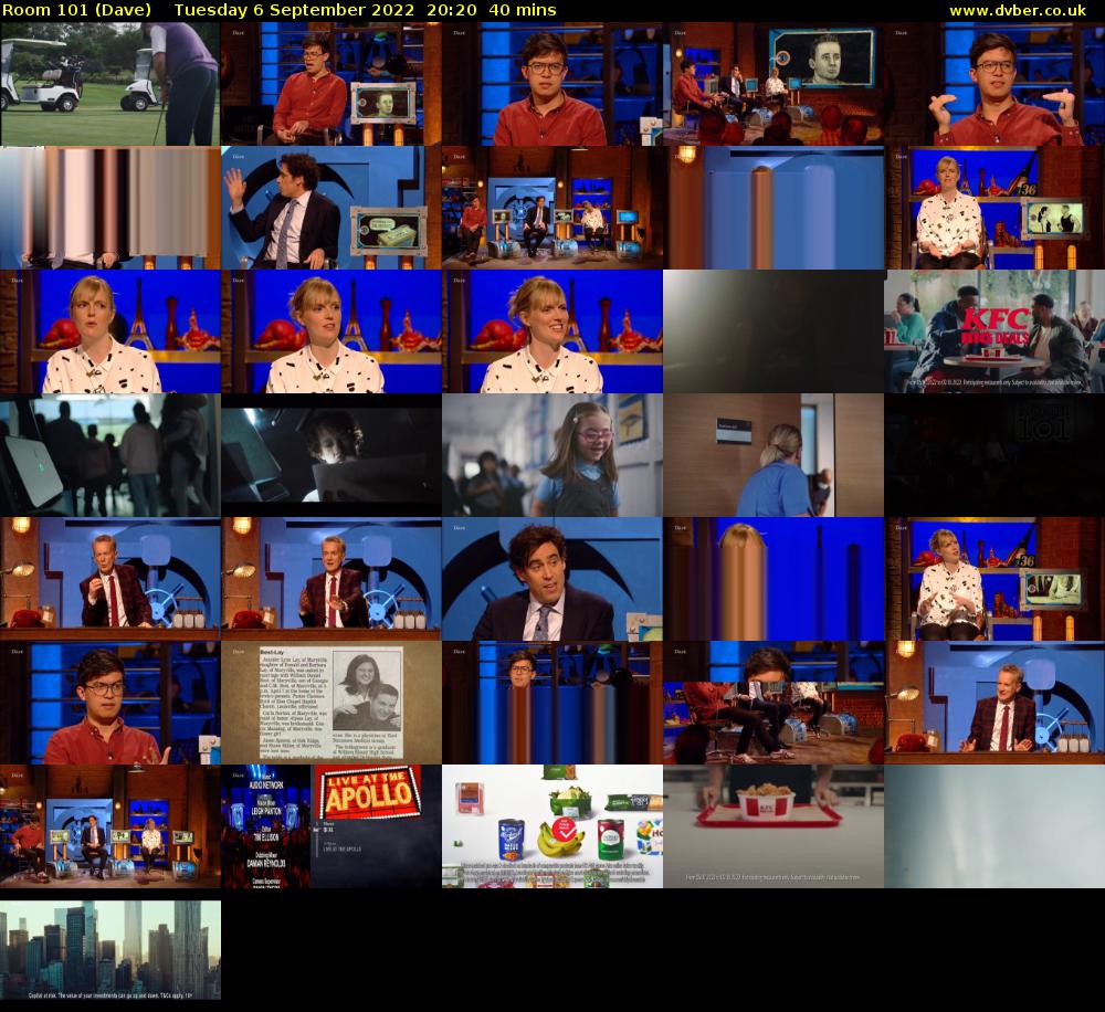 Room 101 (Dave) Tuesday 6 September 2022 20:20 - 21:00