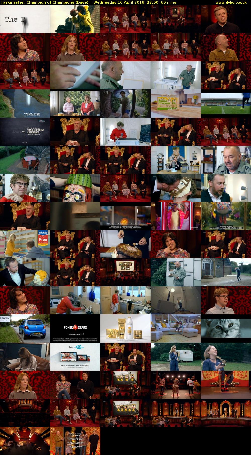 Taskmaster: Champion of Champions (Dave) Wednesday 10 April 2019 22:00 - 23:00