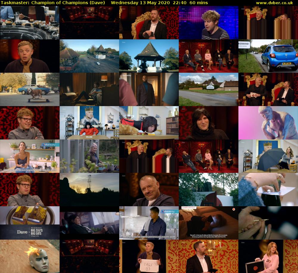 Taskmaster: Champion of Champions (Dave) Wednesday 13 May 2020 22:40 - 23:40