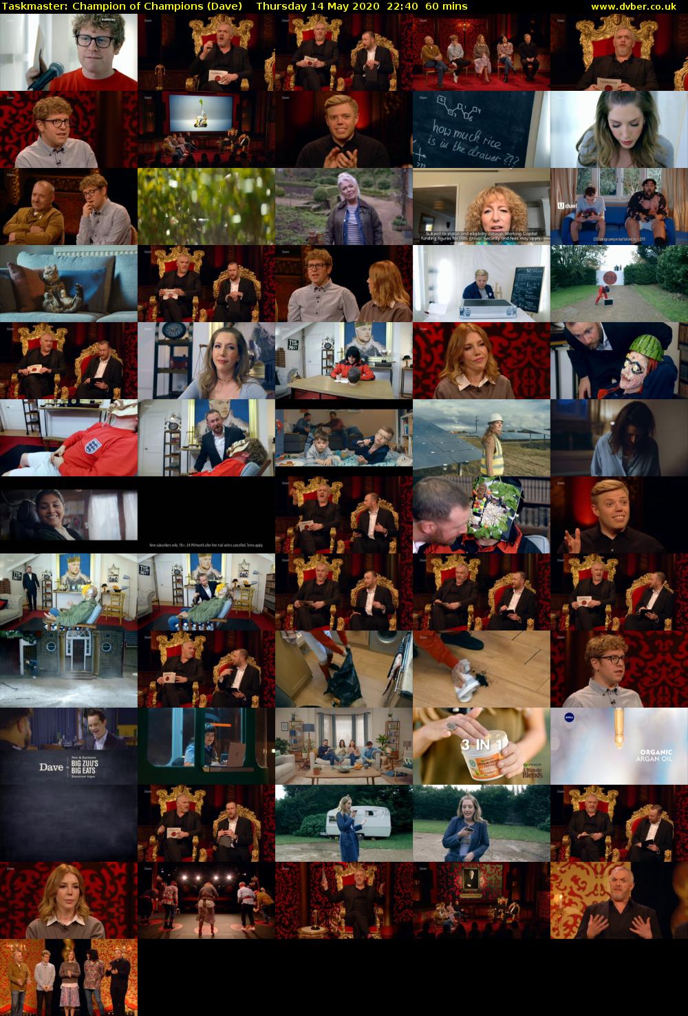 Taskmaster: Champion of Champions (Dave) Thursday 14 May 2020 22:40 - 23:40