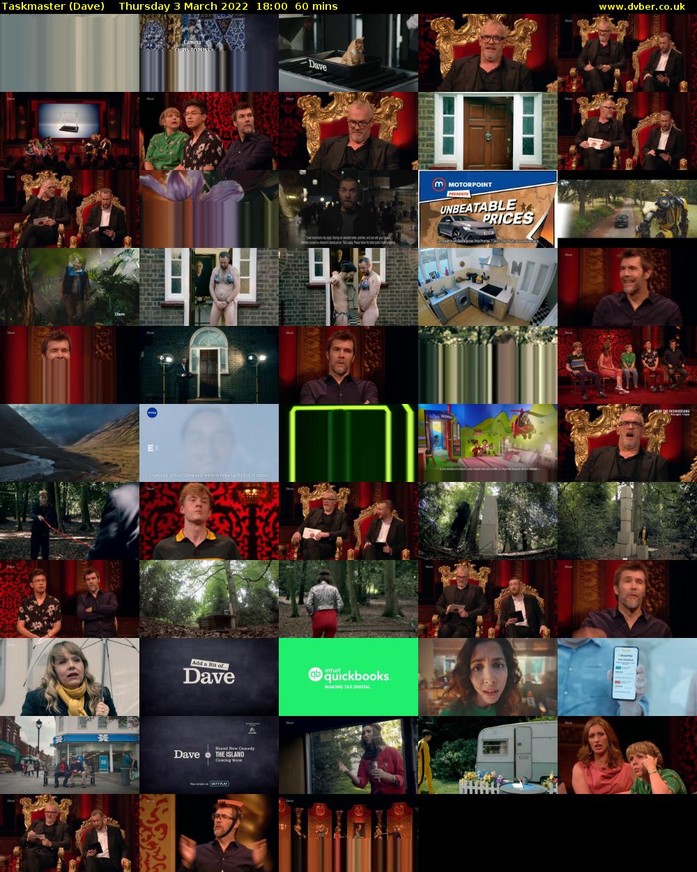 Taskmaster (Dave) Thursday 3 March 2022 18:00 - 19:00