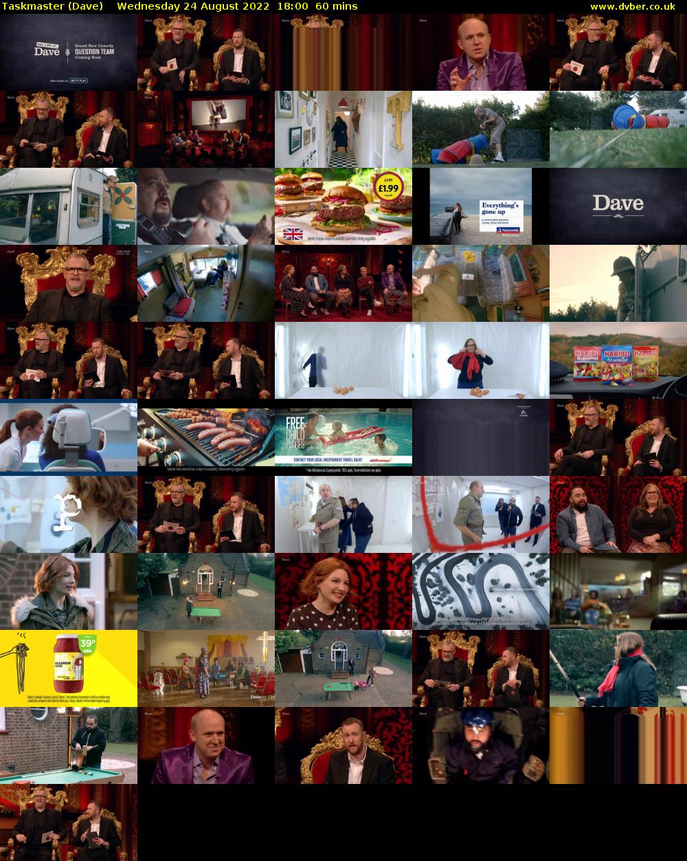 Taskmaster (Dave) Wednesday 24 August 2022 18:00 - 19:00