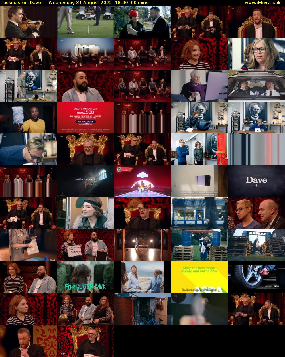 Taskmaster (Dave) Wednesday 31 August 2022 18:00 - 19:00