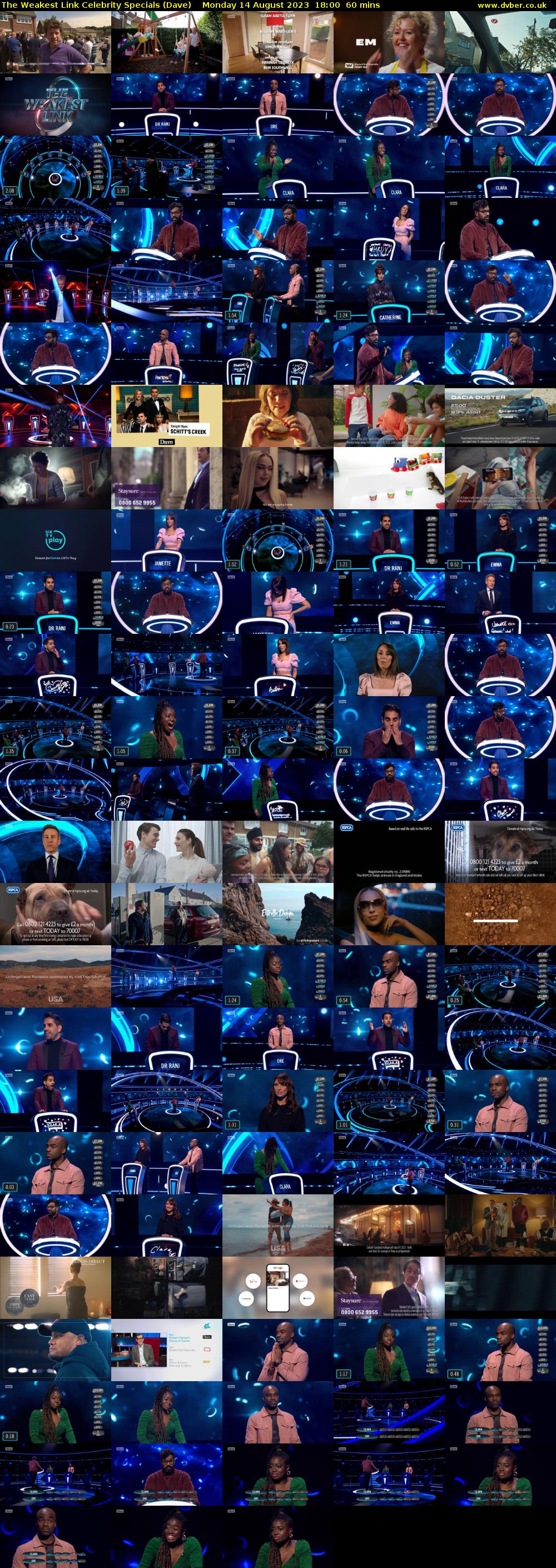 The Weakest Link Celebrity Specials (Dave) Monday 14 August 2023 18:00 - 19:00