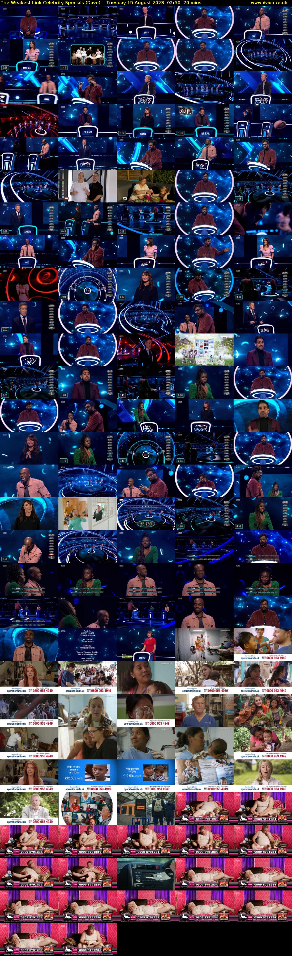 The Weakest Link Celebrity Specials (Dave) Tuesday 15 August 2023 02:50 - 04:00