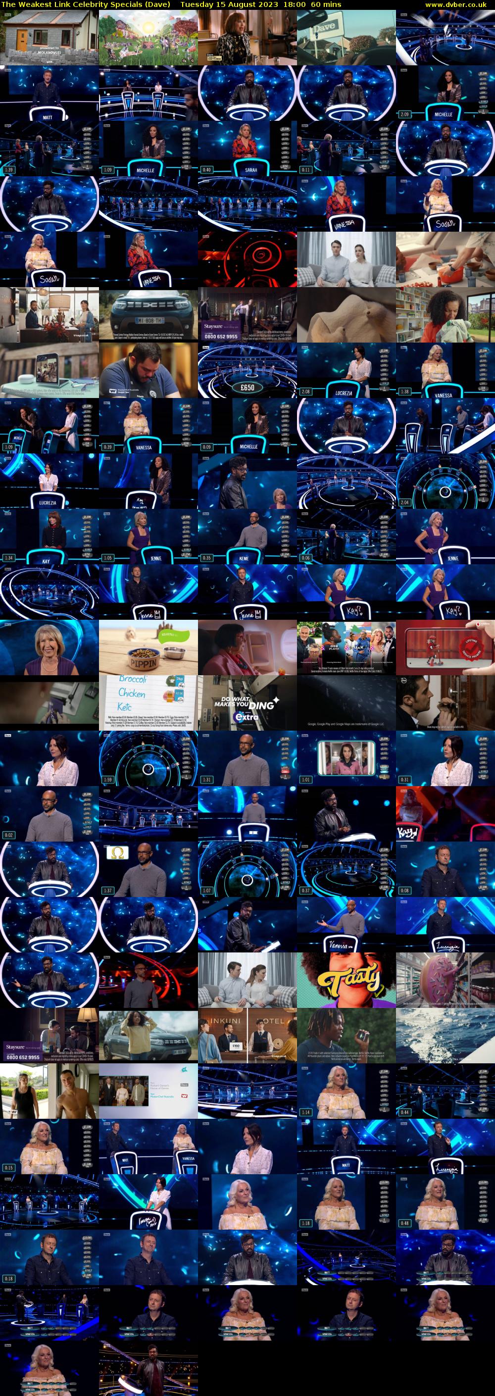 The Weakest Link Celebrity Specials (Dave) Tuesday 15 August 2023 18:00 - 19:00
