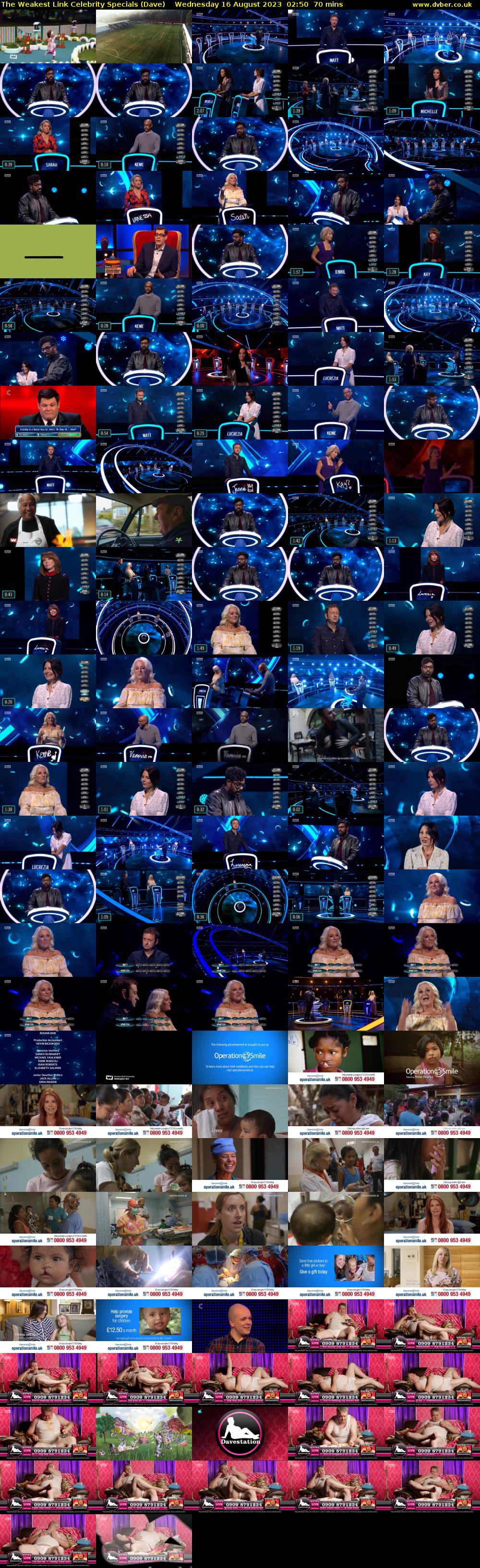 The Weakest Link Celebrity Specials (Dave) Wednesday 16 August 2023 02:50 - 04:00