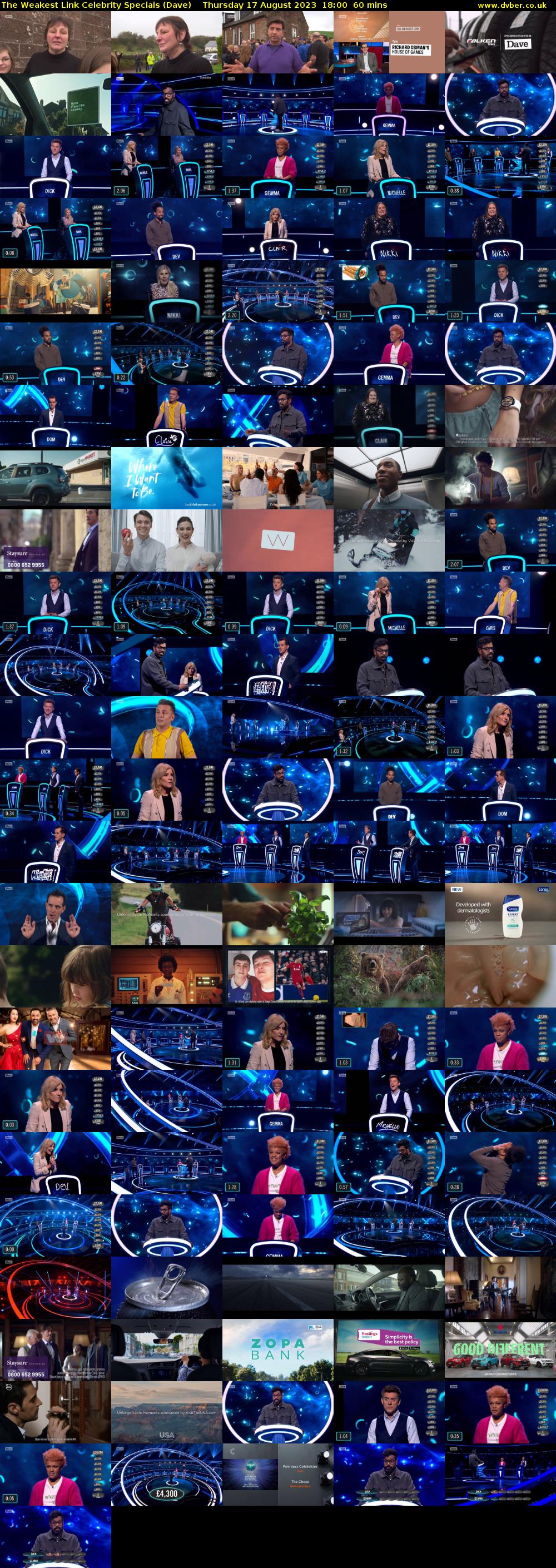The Weakest Link Celebrity Specials (Dave) Thursday 17 August 2023 18:00 - 19:00