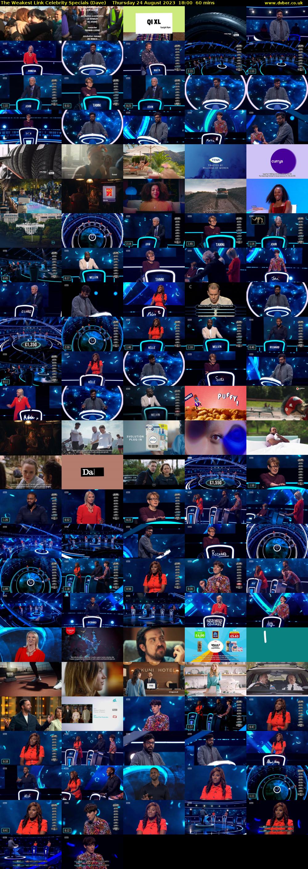 The Weakest Link Celebrity Specials (Dave) Thursday 24 August 2023 18:00 - 19:00