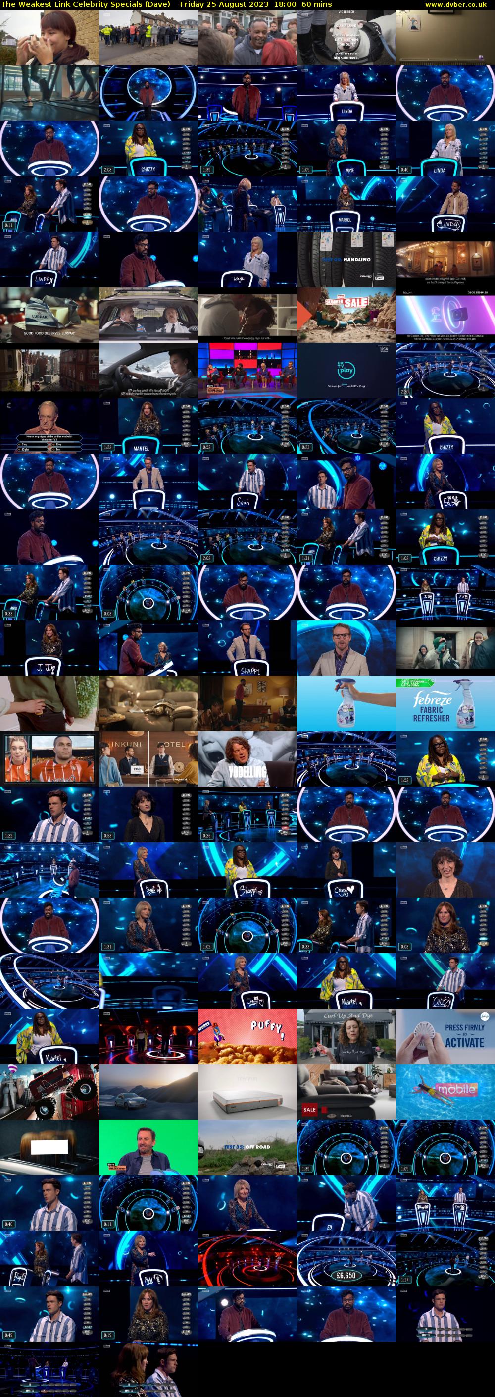 The Weakest Link Celebrity Specials (Dave) Friday 25 August 2023 18:00 - 19:00