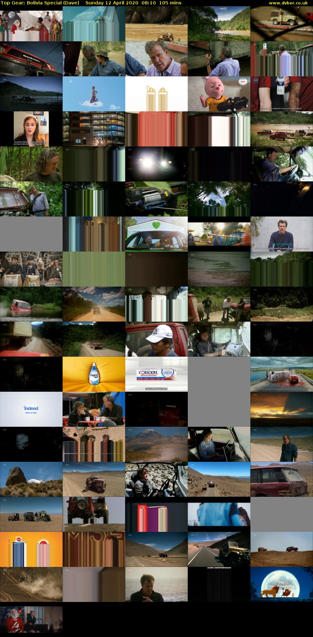 Top Gear: Bolivia Special (Dave) Sunday 12 April 2020 08:10 - 09:55