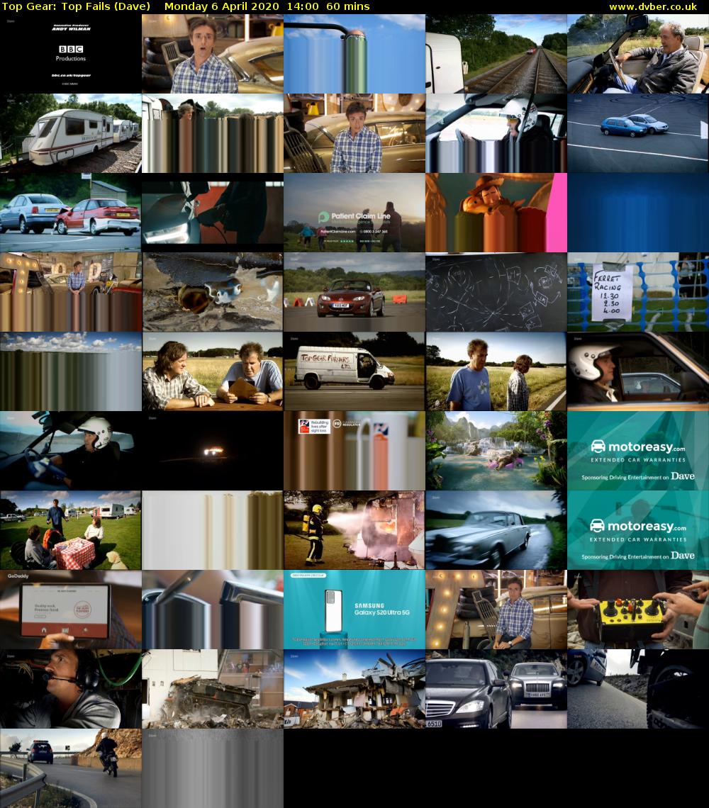 Top Gear: Top Fails (Dave) Monday 6 April 2020 14:00 - 15:00