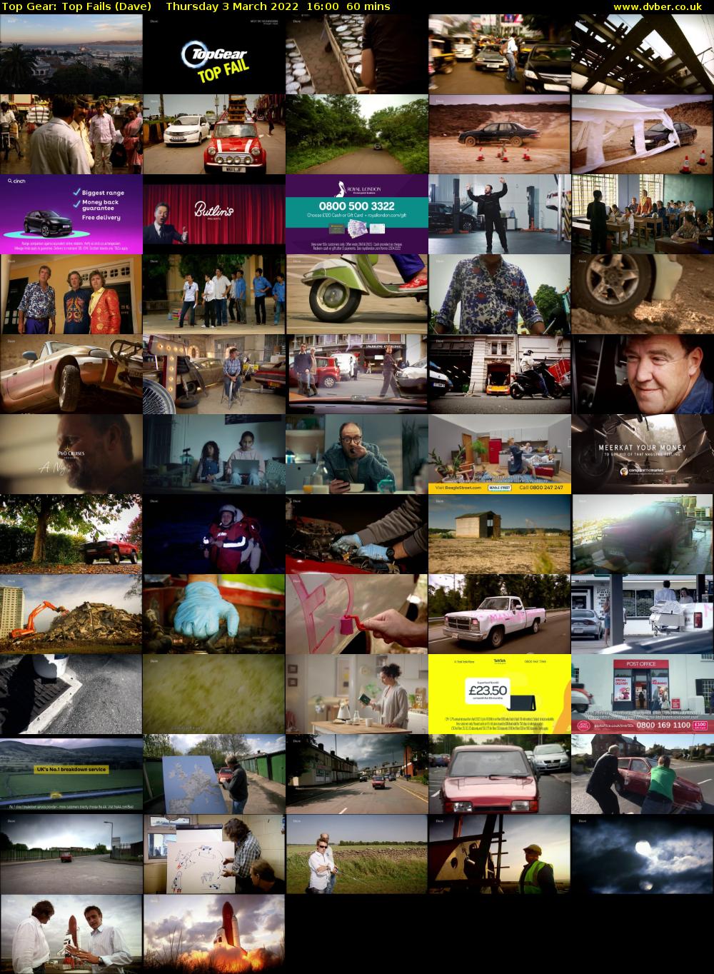 Top Gear: Top Fails (Dave) Thursday 3 March 2022 16:00 - 17:00