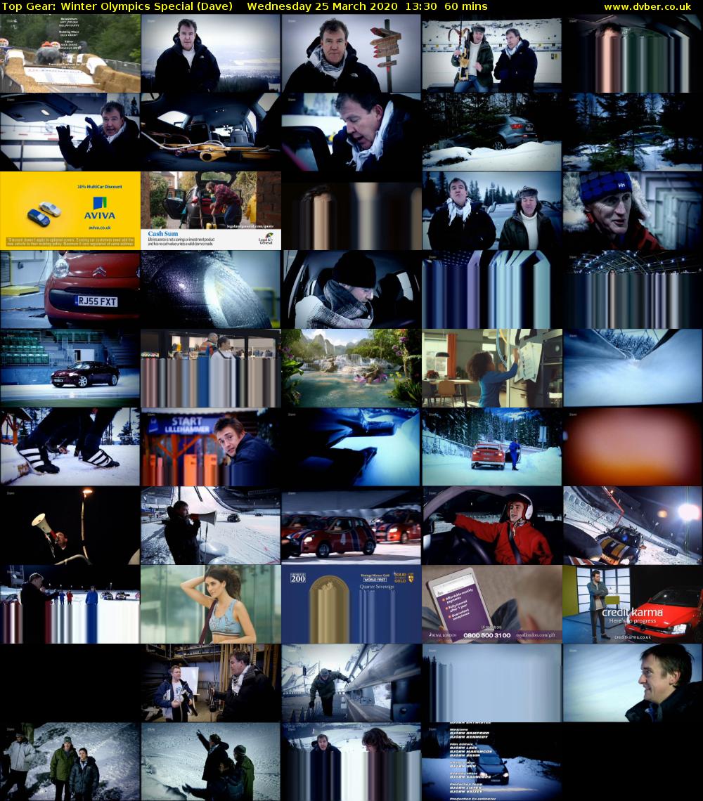 Top Gear: Winter Olympics Special (Dave) Wednesday 25 March 2020 13:30 - 14:30