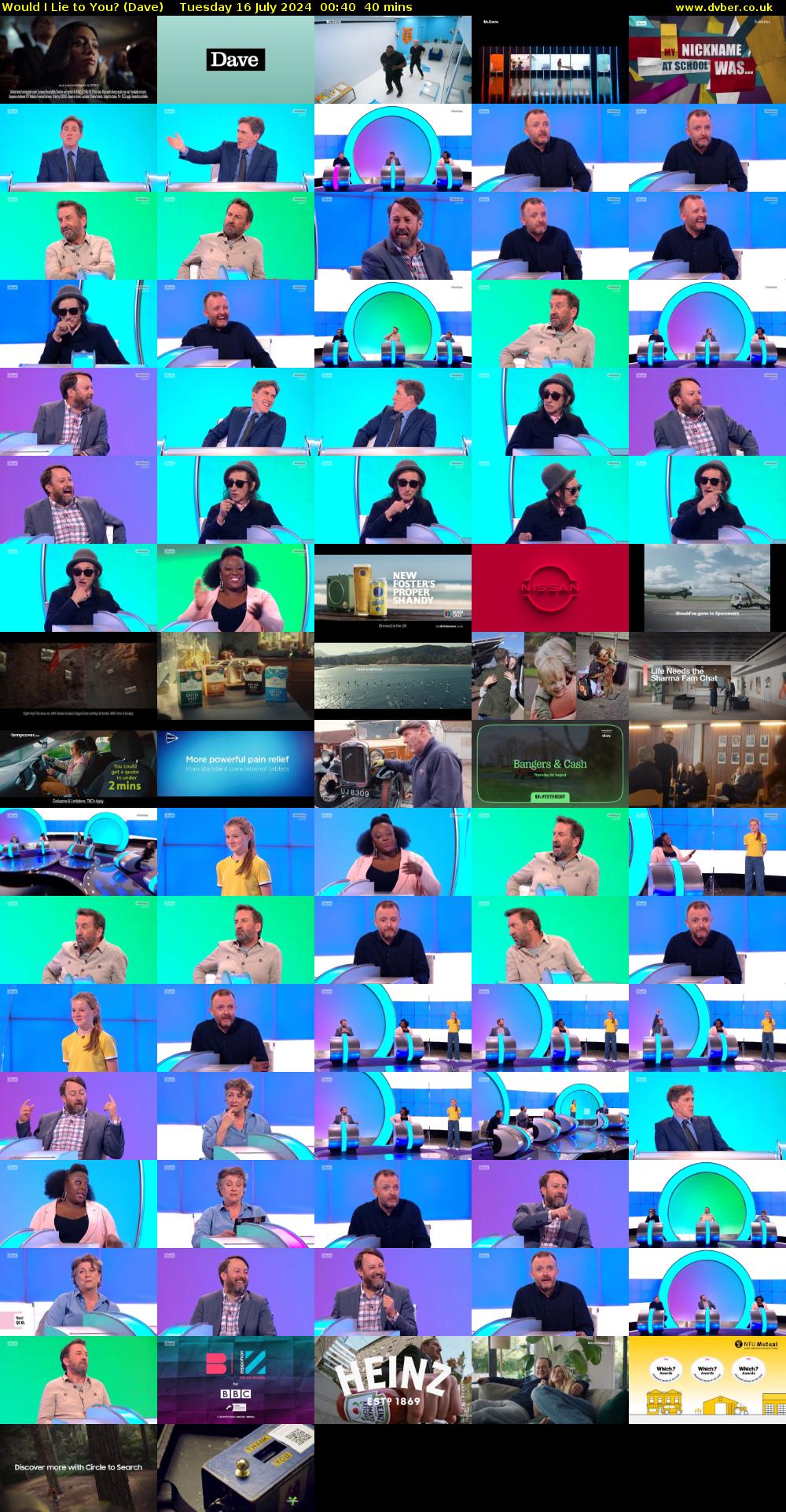 Would I Lie to You? (Dave) Tuesday 16 July 2024 00:40 - 01:20