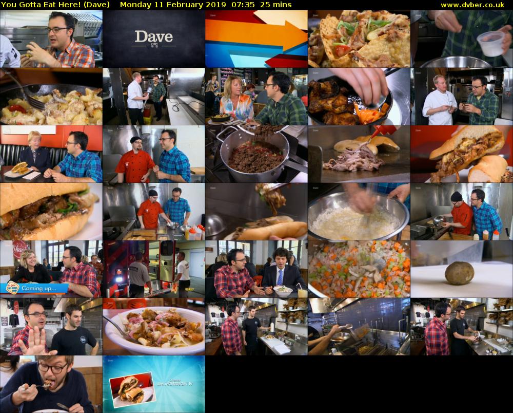 You Gotta Eat Here! (Dave) Monday 11 February 2019 07:35 - 08:00