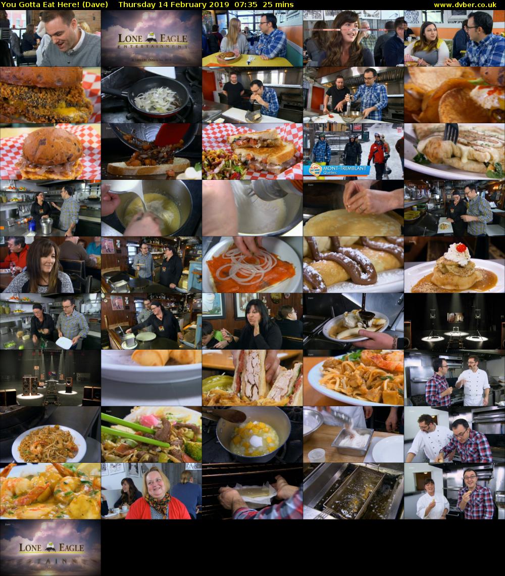 You Gotta Eat Here! (Dave) Thursday 14 February 2019 07:35 - 08:00