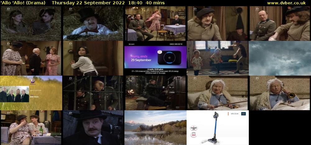 'Allo 'Allo! (Drama) Thursday 22 September 2022 18:40 - 19:20