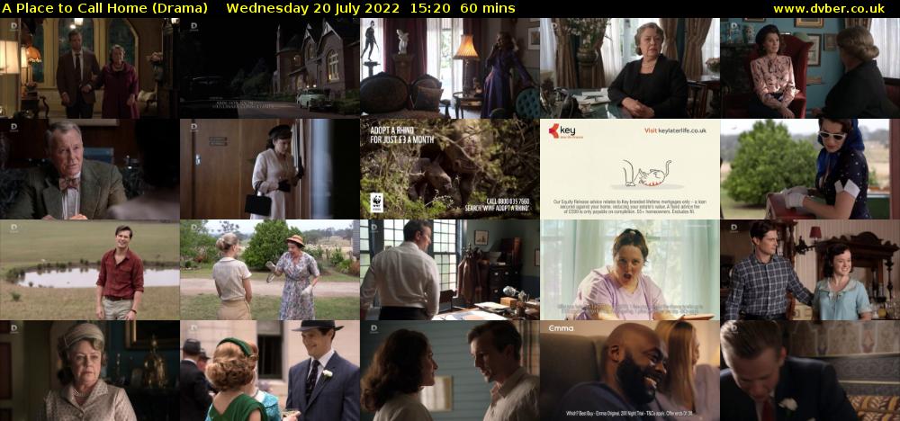 A Place to Call Home (Drama) Wednesday 20 July 2022 15:20 - 16:20