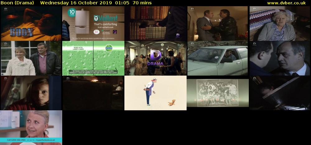 Boon (Drama) Wednesday 16 October 2019 01:05 - 02:15