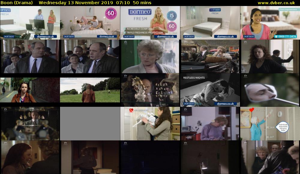 Boon (Drama) Wednesday 13 November 2019 07:10 - 08:00