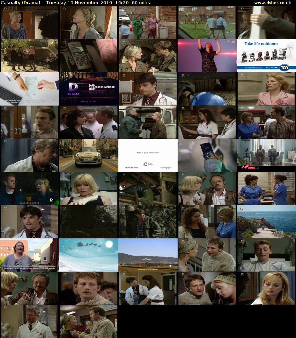 Casualty (Drama) Tuesday 19 November 2019 14:20 - 15:20