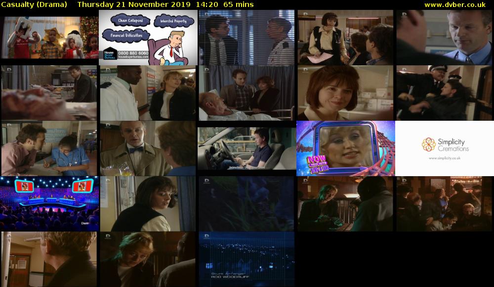 Casualty (Drama) Thursday 21 November 2019 14:20 - 15:25