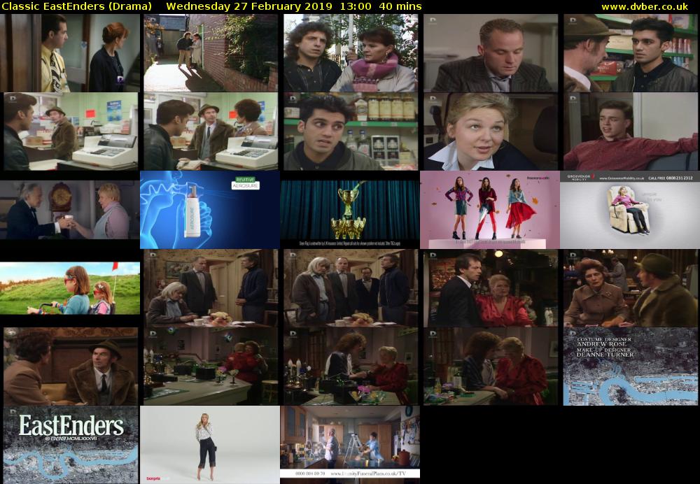 Classic EastEnders (Drama) Wednesday 27 February 2019 13:00 - 13:40