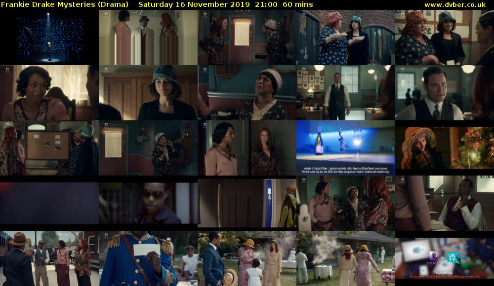 Frankie Drake Mysteries (Drama) Saturday 16 November 2019 21:00 - 22:00