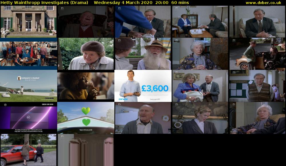 Hetty Wainthropp Investigates (Drama) Wednesday 4 March 2020 20:00 - 21:00