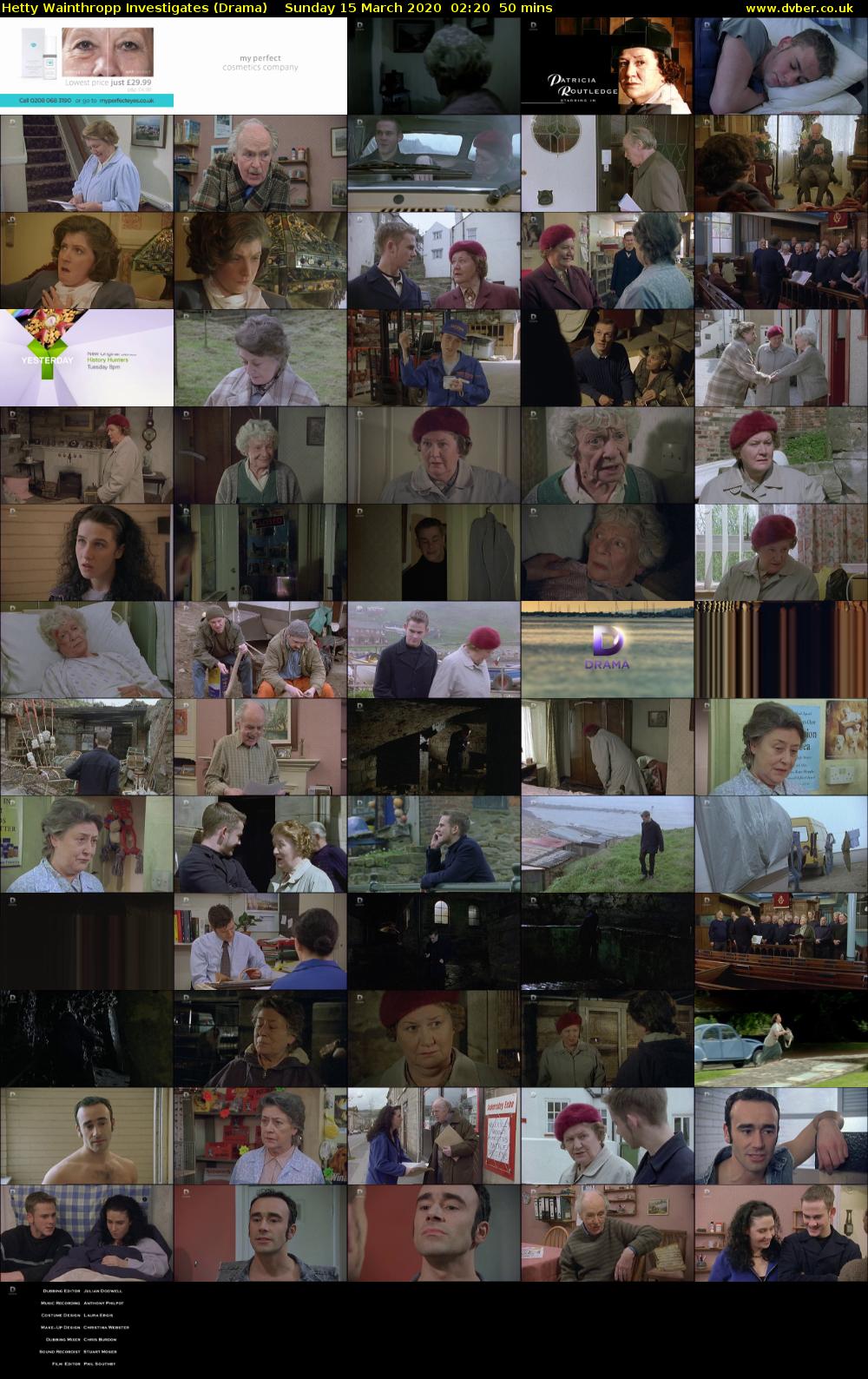 Hetty Wainthropp Investigates (Drama) Sunday 15 March 2020 02:20 - 03:10