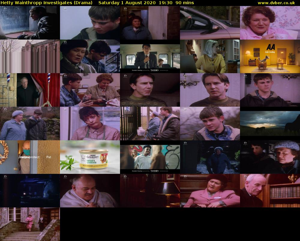Hetty Wainthropp Investigates (Drama) Saturday 1 August 2020 19:30 - 21:00