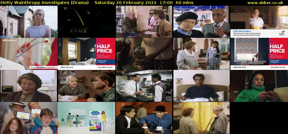 Hetty Wainthropp Investigates (Drama) Saturday 26 February 2022 17:00 - 18:00