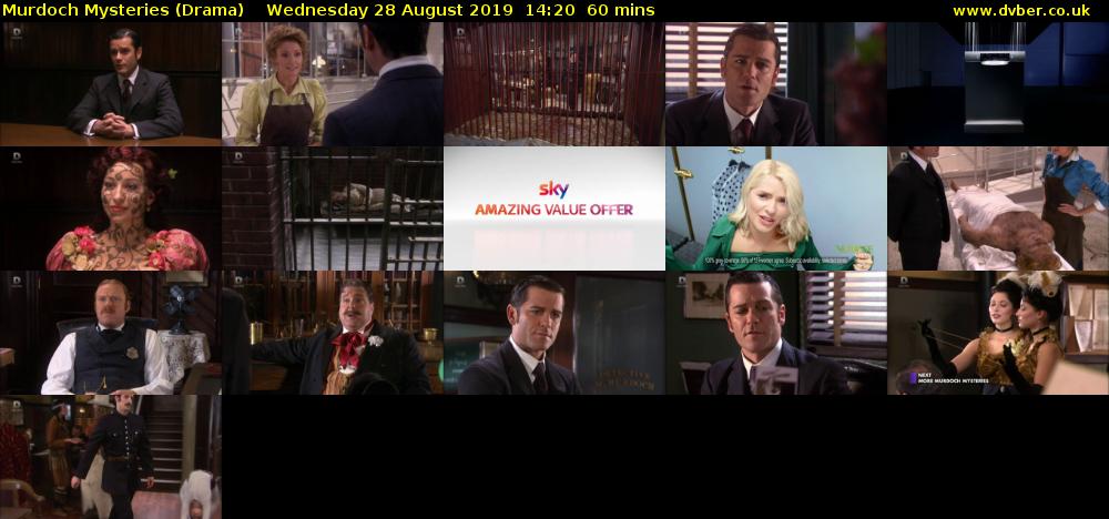 Murdoch Mysteries (Drama) Wednesday 28 August 2019 14:20 - 15:20