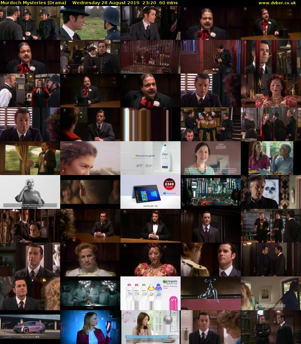 Murdoch Mysteries (Drama) Wednesday 28 August 2019 23:20 - 00:20