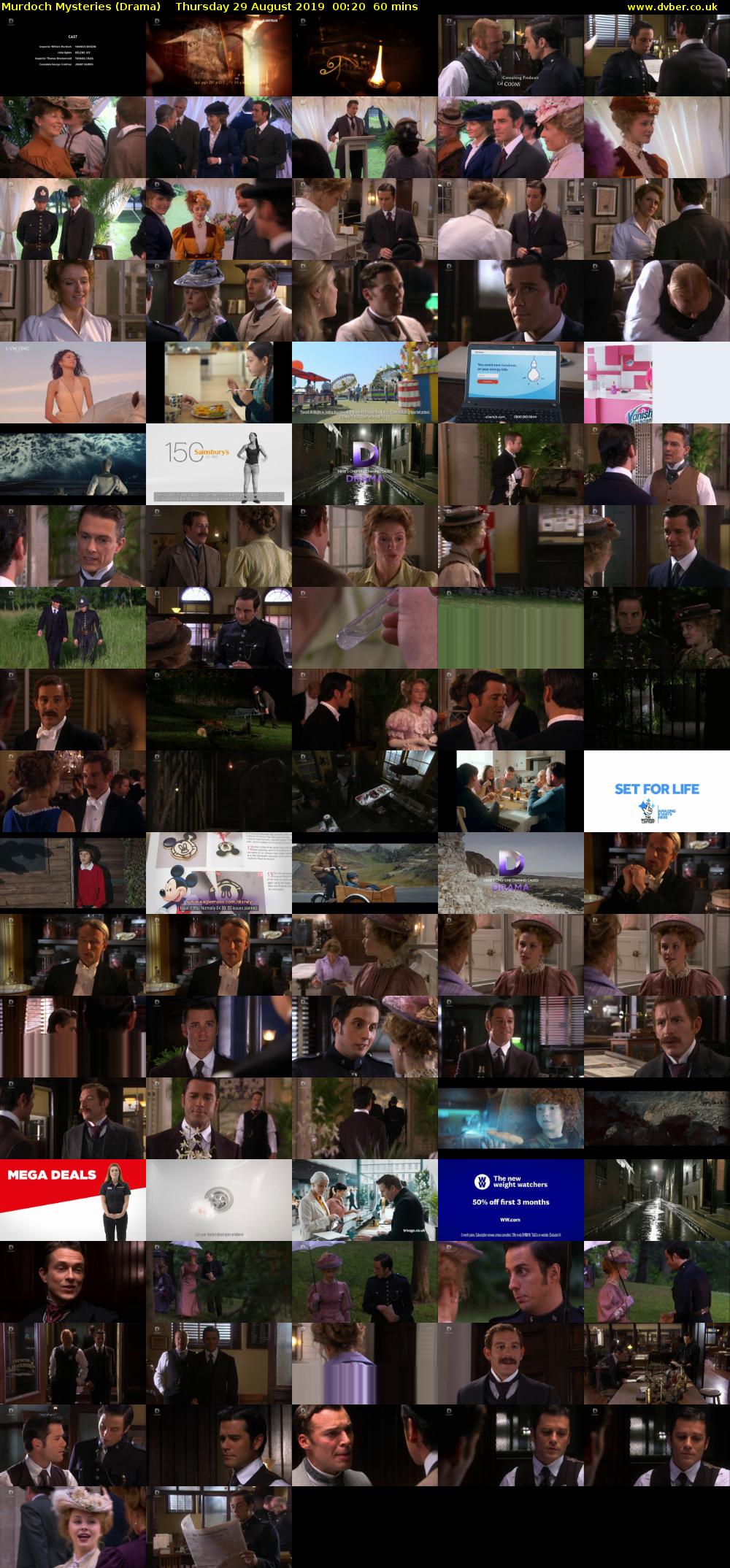 Murdoch Mysteries (Drama) Thursday 29 August 2019 00:20 - 01:20