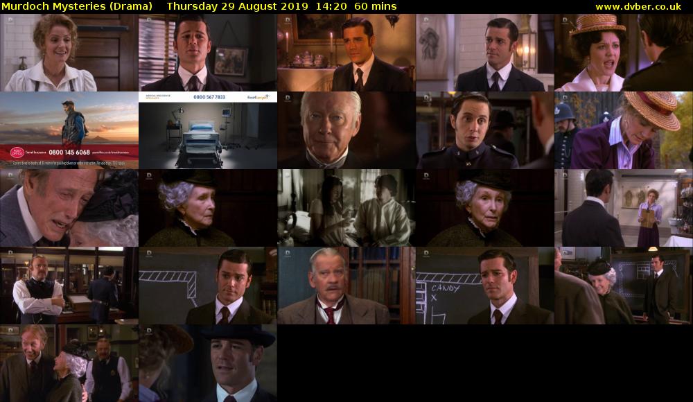 Murdoch Mysteries (Drama) Thursday 29 August 2019 14:20 - 15:20
