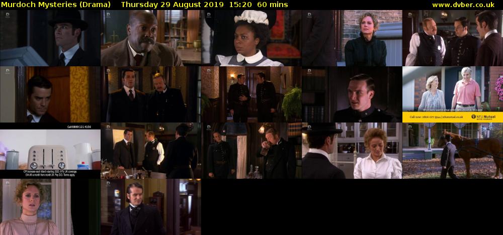 Murdoch Mysteries (Drama) Thursday 29 August 2019 15:20 - 16:20